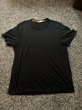 Icebreaker Black Short Sleeve Crew T-Shirt with Subtle Orange Neck Trim